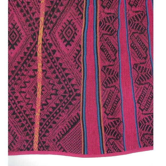 Red Knit Skirt Aztec Midi A-Line Pima Cotton Stretch Fall XL Peruvian Connection - Picture 2 of 9